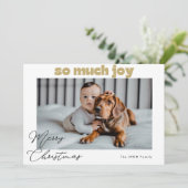 Elegant goud zo veel vreugde vrolijke kerst foto feestdagenkaart (Staand voorkant)