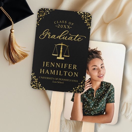 Elegant Goud Zwart 1 Foto Law School Afstuderen Handwaaier