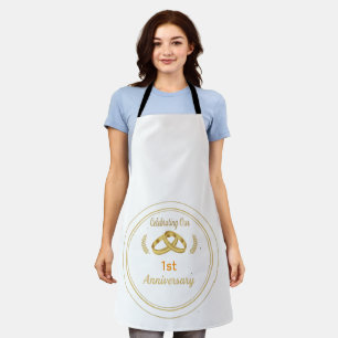 Elegant Goud & Zwart 1e Huwelijksverjaardag Schort