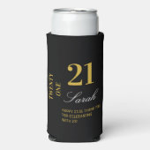 Elegant Goud & Zwart 21e Verjaardagsfeestje Cockta Seltzer Blikjeskoeler (Seltzer Voorkant)