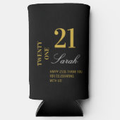 Elegant Goud & Zwart 21e Verjaardagsfeestje Cockta Seltzer Blikjeskoeler (Voorkant)