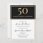 Elegant Goud & Zwart 50ste bruiloft Jubileum Kaart (Voorkant)