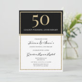 Elegant Goud & Zwart 50ste bruiloft Jubileum Kaart (Staand voorkant)