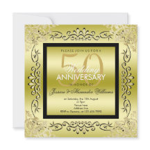 Elegant Goud & Zwart 50ste Verjaardag Huwelijk Vro