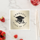 Elegant Goud Zwart Afstudeerder Pet Diploma Klasse Servet (Insitu)