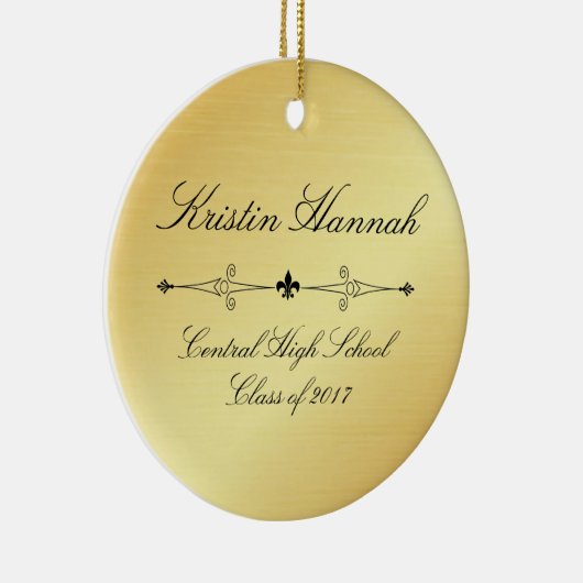 Elegant Goud & Zwart Afstuderen Kerst Ornament (Rechts)