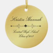Elegant Goud & Zwart Afstuderen Kerst Ornament (Voorkant)