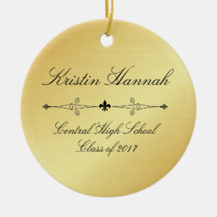 Elegant Goud & Zwart Afstuderen Kerst Ornament