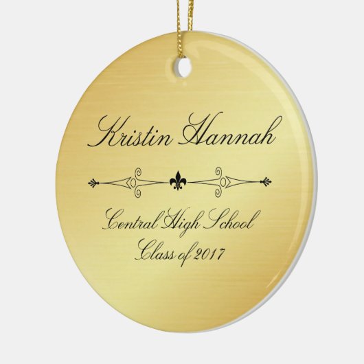 Elegant Goud & Zwart Afstuderen Kerst Ornament (Links)