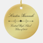 Elegant Goud & Zwart Afstuderen Kerst Ornament (Achterkant)