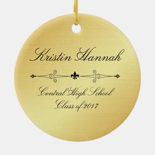 Elegant Goud & Zwart Afstuderen Kerst Ornament (Achterkant)