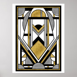 Elegant Goud Zwart Art Deco Abstracte Astronaut Poster