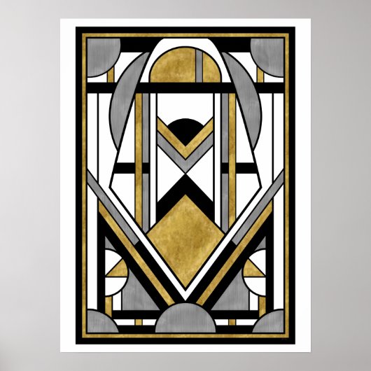 Elegant Goud Zwart Art Deco Abstracte Astronaut Poster (Voorkant)