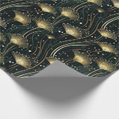 Elegant goud zwart art deco floral cadeaupapier (Hoek)