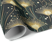 Elegant goud zwart art deco floral cadeaupapier (Rol Hoek)