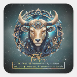 Elegant goud zwart astrologie dierenriem symbool S Vierkante Sticker