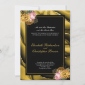 Elegant Goud Zwart Bloemen Border Bruiloft Kaart (Voorkant)