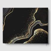 Elegant goud & zwart bloemen marmer gastenboek (Achterkant)