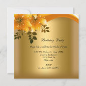 Elegant Goud Zwart Bloemen Verjaardagsfeest Kaart (Achterkant)