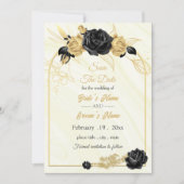 Elegant goud & zwart bloemige geometrisch save the date (Voorkant)