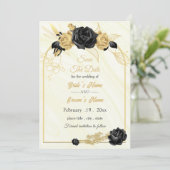 Elegant goud & zwart bloemige geometrisch save the date (Staand voorkant)