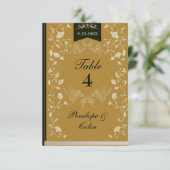 Elegant Goud Zwart Boek Hoesje Trouwtafel Nummer Informatiekaartje (Staand voorkant)
