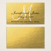 Elegant Goud Zwart Bruiloft Gratis Drink Kaart (Voorkant /achterkant)