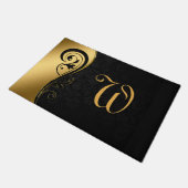 Elegant Goud Zwart Chic Monogrammed Initiaal Deurmat (Schuin)