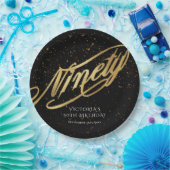 Elegant Goud Zwart Confetti Negentig 90ste Verjaar Papieren Bordje (Feest)