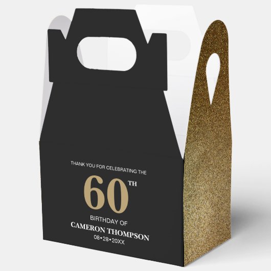 Elegant Goud Zwart custom 60ste verjaardag Bedankdoosjes (Open)