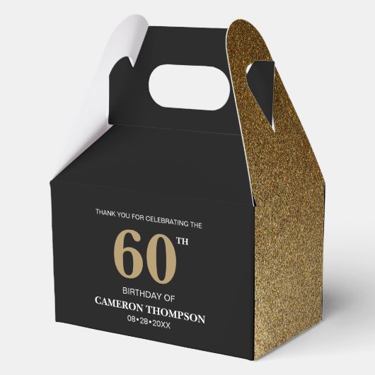 Elegant Goud Zwart custom 60ste verjaardag Bedankdoosjes (Achterkant)