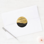Elegant, Goud & Zwart Damast, Vakantie Ronde Sticker (Envelop)