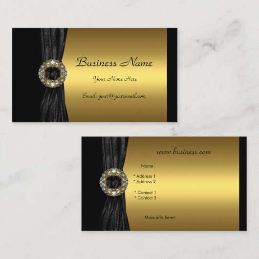 Elegant Goud Zwart Diamanten juweel Visitekaartje (Voorkant / Achterkant)