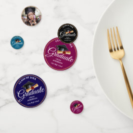 Elegant goud, zwart en marine afstudeerfeest lever confetti