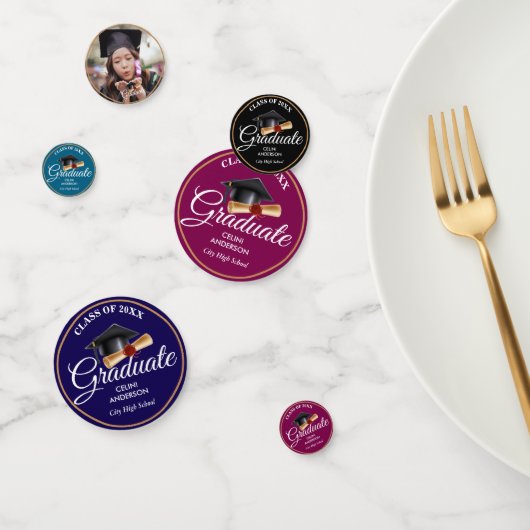 Elegant goud, zwart en marine afstudeerfeest lever confetti (Groep)