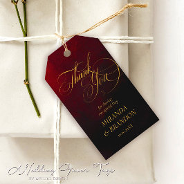 Elegant Goud Zwart en Rood Huwelijksgunst Labels Cadeaulabel
