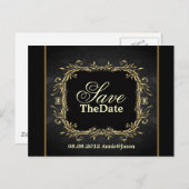 Elegant Goud zwart formele bruiloft save the date Aankondigingskaart (Voorkant / Achterkant)