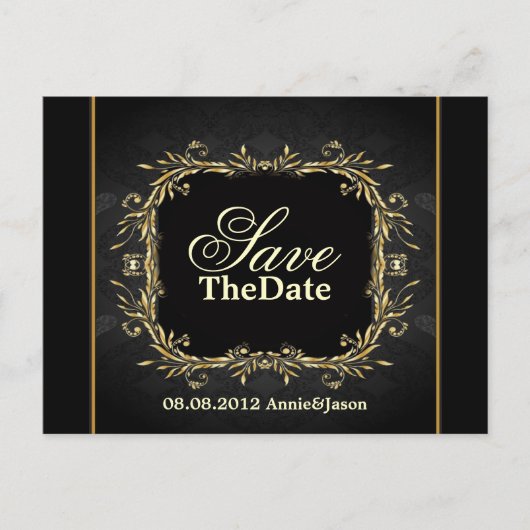 Elegant Goud zwart formele bruiloft save the date Aankondigingskaart (Voorkant)
