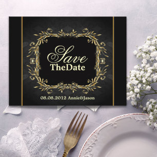 Elegant Goud zwart formele bruiloft save the date Aankondigingskaart