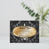 Elegant Goud zwart formele damask Bruiloft dank u Briefkaart (Staand voorkant)