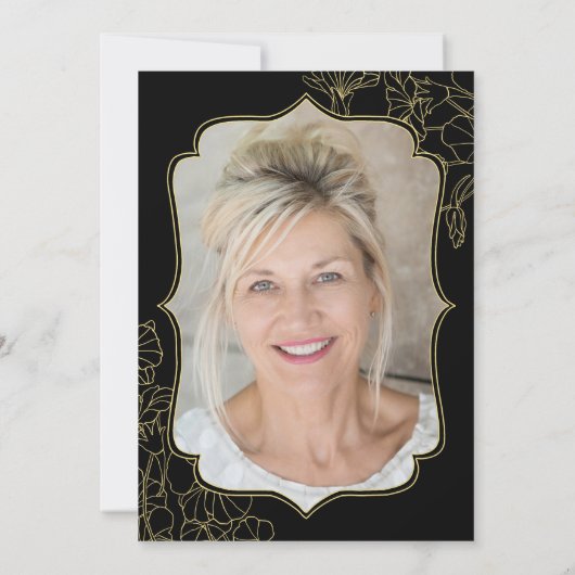 Elegant Goud Zwart Foto Verrassing 70e Verjaardag Kaart (Achterkant)