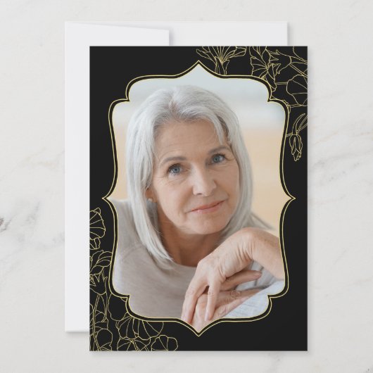 Elegant Goud Zwart Foto Verrassing 80ste Verjaarda Kaart (Achterkant)