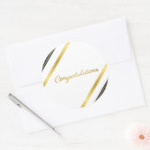 Elegant Goud & Zwart Gefeliciteerd - Viering Ronde Sticker (Envelop)