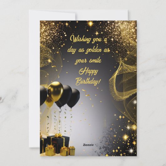 Elegant Goud Zwart Gelukkig Verjaardag Viering Feestdagenkaart (Achterkant)