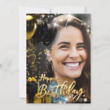 Elegant Goud Zwart Gelukkig Verjaardag Viering