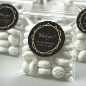 Elegant Goud Zwart Geometrisch Dank u Bruiloft Ronde Sticker