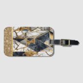 Elegant Goud Zwart Geometrisch Marmer Glitter Bagagelabel (Voorkant (horizontaal))