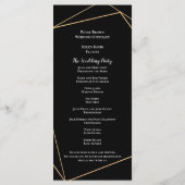 Elegant Goud & Zwart Geometrische Lijnen Bruiloft Programmakaart (Achterkant)