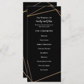 Elegant Goud & Zwart Geometrische Lijnen Bruiloft Programmakaart (Voorkant / Achterkant)