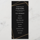 Elegant Goud & Zwart Geometrische Lijnen Bruiloft Programmakaart (Voorkant)